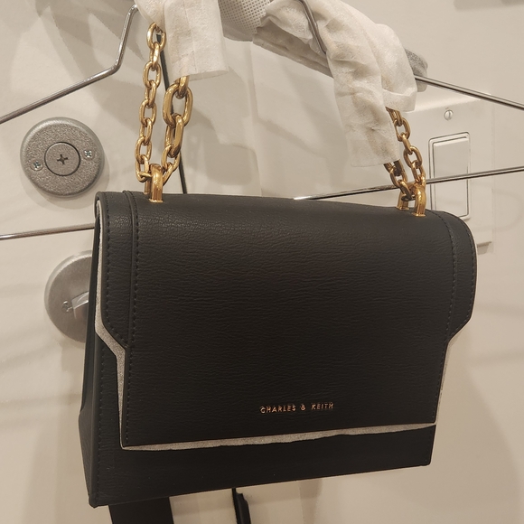 Charles & Keith Black and Gold Women's Bag - Picture 1 of 6